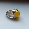 Cabochon Style Yellow Zard Aqeeq Agate Sterling Silver Ring Real Yellow Akik Men