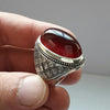 Xmas Gift Christmas Gift Blood Red Yemeni Aqeeq Sterling Silver Handmade Ring