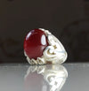 Xmas Gift Blood Red Aqeeq Yemeni Sterling Silver Ring Akik Haqeeq Stone Ring Men