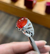 Blood Red Yemeni Surk Brown Aqeeq Akik Haqeeq Stone Silver Ring Valentine Gift