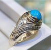 Original Turquoise Stone Silver Ring Natural Neeshapuri Feroza Ring Real Feroza