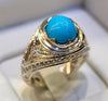 Original Turquoise Stone Silver Ring Natural Neeshapuri Feroza Ring Real Feroza