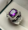 Purple Amethyst Stone Silver Ring Real Natural Original Amethyst Silver Ring 925