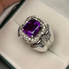 Purple Amethyst Stone Silver Ring Real Natural Original Amethyst Silver Ring 925