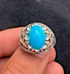 Original Genuine Hussaini Feroza Turquoise Stone Ring Natural Turquoise Ring