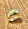 Natural Aquamarine Stone 18k Yellow Gold Ring Original Aquamarine Gold Ring Mens