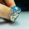 Original Blue Topaz Stone Sterling Silver Fine Ring Valentine Gift Topaz Ring