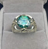 Greenish Color Moissanite Stone Sterling Silver Ring Real Moissanite Stone Ring