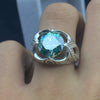 Greenish Color Moissanite Stone Sterling Silver Ring Real Moissanite Stone Ring