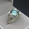 Greenish Color Moissanite Stone Sterling Silver Ring Real Moissanite Stone Ring