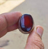 Real Black Yemeni Yamani Agate Aqeeq Akik Haqeeq Stone Blood Red Underlight Ring