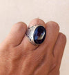 Real Black Yemeni Yamani Agate Aqeeq Akik Haqeeq Stone Blood Red Underlight Ring