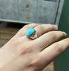 Natural Real Genuine Neeshapuri Feroza Turquoise Stone Sterling Silver 925 Ring