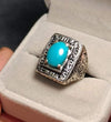 Original Feroza Stone Sterling Silver Ring Real Genuine Neeshapuri Feroza Ring