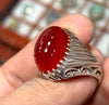 Pigeon Blood Red Natural Original Yemeni Yamani Akik Haqeeq Aqeeq Stone Ring