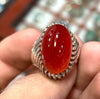 Pigeon Blood Red Natural Original Yemeni Yamani Akik Haqeeq Aqeeq Stone Ring