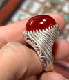 Pigeon Blood Red Natural Original Yemeni Yamani Akik Haqeeq Aqeeq Stone Ring