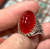 Pigeon Blood Red Natural Original Yemeni Yamani Akik Haqeeq Aqeeq Stone Ring