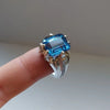 Real Brazilian Blue Topaz Simple Sterling Silver Ring Original Mens Topaz Ring