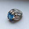 Real Brazilian Blue Topaz Simple Sterling Silver Ring Original Mens Topaz Ring