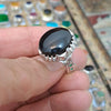 Black Yemeni Aqeeq Stone Sterling Silver Black Stone Ring Valentine Day Special