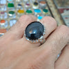 Black Yemeni Aqeeq Stone Sterling Silver Black Stone Ring Valentine Day Special