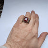 Emerald Cut Pigeon Blood Red Ruby Stone Sterling Silver Ring Burma Ruby Ring Men