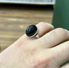 Cabochon Style Black Agate Aqeeq Stone Sterling Silver Ring Valentine Day Gift