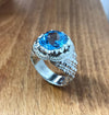 Blue Topaz Fine Stone Sterling Silver Ring Valentine Day Gift Real Topaz Ring