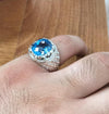 Blue Topaz Fine Stone Sterling Silver Ring Valentine Day Gift Real Topaz Ring