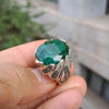 Real Indian Emerald Stone Sterling Silver Ring Valentine Gift Emerald Ring Mens