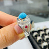 100% Natural Genuine Hussaini Neeshapuri Feroza Turquoise Sterling Silver Ring