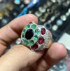 Natural Emerald Ruby Sapphire Fine Ring Emerald Sapphire Fashion Ring Ruby Stone