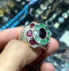 Natural Emerald Ruby Sapphire Fine Ring Emerald Sapphire Fashion Ring Ruby Stone