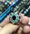 Natural Emerald Ruby Sapphire Fine Ring Emerald Sapphire Fashion Ring Ruby Stone