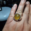 New Year Gift Natural Zard Yellow Aqeeq Sterling Silver Fine Fashion Ring Mens