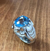 Valentine Day Gift Blue Topaz Sterling Silver Fine Ring Natural Blue Topaz Ring