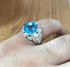 Valentine Day Gift Blue Topaz Sterling Silver Fine Ring Natural Blue Topaz Ring