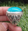 Big Size Natural Neeshapuri Feroza Turquoise Stone Silver Ring Real Feroza Ring