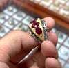 Kabli Blood Red Ruby Stone Ring Afghanistan Natural Afghani Kabli Ruby Ring Mens