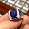 Blue Gemstone Ring Sapphire Fine Ring Natural Blue Sapphire Square Ring For Mens