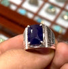 Blue Gemstone Ring Sapphire Fine Ring Natural Blue Sapphire Square Ring For Mens