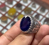 Big Old Rare Natural African Blue Sapphire Ring Original Big Neelam Stone Ring