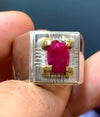 Ruby Stone Fashion Ring Silver Ruby Stone Fine Ring kabli Afghani Ruby Ring Mens