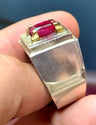 Ruby Stone Fashion Ring Silver Ruby Stone Fine Ring kabli Afghani Ruby Ring Mens