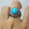 Natural Neeshapuri Feroza Fashion Ring Original Turquoise Fine Gemstone Ring Men