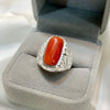 Xmas Gift Red Coral Sterling Silver Ring Christmas Gift Coral Marjan Silver Ring