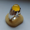 Cabochon Style Yellow Zard Aqeeq Agate Sterling Silver Ring Real Yellow Akik Men