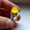 Cabochon Style Yellow Zard Aqeeq Agate Sterling Silver Ring Real Yellow Akik Men