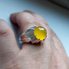 Cabochon Style Yellow Zard Aqeeq Agate Sterling Silver Ring Real Yellow Akik Men